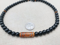 Men Necklace Agate Stone Beaded Black Jewelry