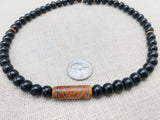 Men Necklace Agate Stone Beaded Black Jewelry