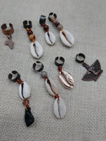 Locs Hair Jewelry Dreadlocks Twist Braids Accessories Cowrie Beads Antique Copper Handmade Men Women Set of 8