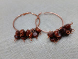 Copper Earrings Hoop Jewelry Beaded Dangle Women Stainless Steel