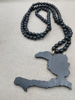 Haiti Necklace Wooden Pendant Black Jewelry Men Beaded