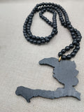 Haiti Necklace Wooden Pendant Black Jewelry Men Beaded