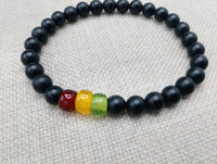 Ghana Bracelets Red Black Green African Jewelry Stretch Handmade Size 8