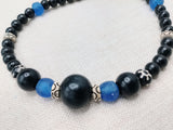 Men Necklace Black Blue White Beaded Jewelry Handmade Ethnic Statement