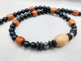 Men Necklace Black Brown Beaded Jewelry Handmade Statement Ethnic