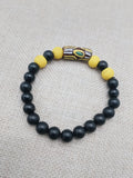 Bracelet Beaded Unisex Jewelry Size 7 Ethnic Statement Gift Ideas Yellow Black Brown