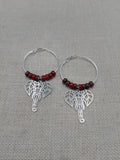Silver Elephant Earrings Hoop Jewelry Red Women Dangle Gift Ideas