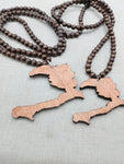 Haiti Necklace Wooden Pendant Brown  Jewelry Men Beaded