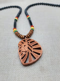 Wooden Lion Necklace Beaded Men Rasta Ghana Unisex Red Black Green Yellow Handmade Jewelry