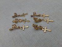 Gold Ankh Hair Jewelry Set of 6 Dangle Accessories for Braids, locs, twist