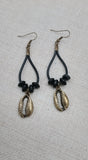 Women Boho Earrings Ethnic Jewelry Black Antique Gold Leather Dangle