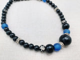 Men Necklace Black Blue White Beaded Jewelry Handmade Ethnic Statement