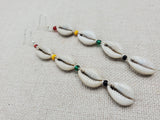 Rasta Earrings Cowrie Jewelry Red Yellow Green Black Beaded Women Long Handmade