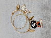 Black Women Bangle Charm Bracelet Queen Jewelry Set of 2 Sankofa Cowrie Gye Nyame Stainless Steel