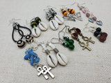 Women Earrings Set of 10 Wholesale Bulk Beaded Jewelry Ethnic Ankh Cowrie Coffee Lover Silver