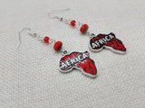 Africa Earrings Silver Red Dangle Jewelry Women Beaded Pendant