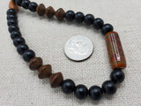 Black Brown Beaded Necklace for Him Agate Men Jewelry Gift for Him