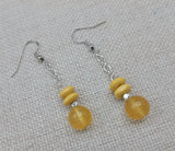 Silver Yellow Earrings Women Beaded Dangle Jewelry
