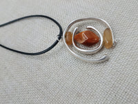 Women Jewelry Silver Stone Natural Citrine Necklace Handmade Black Cord