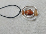Women Jewelry Silver Stone Natural Citrine Necklace Handmade Black Cord