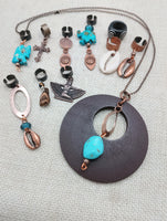 Turquoise Copper Jewelry Necklace Set of 10 Hair Accessories Dreadlocks Twist Braids Women