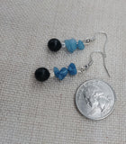 Blue Black Small Beaded Earrings Silver Jewelry Women Dangle