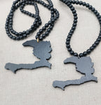 Haiti Necklace Wooden Pendant Black Jewelry Men Beaded