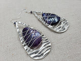 Amethyst Earrings Wire Wrapped Women Antique Silver Jewelry Dangle Unique