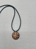 Tribal Necklace Jewelry Brown Ethnic Silver Men Carved Round Pendant