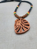Wooden Lion Necklace Beaded Men Rasta Ghana Unisex Red Black Green Yellow Handmade Jewelry