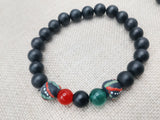African Bracelet Pan African Jewelry Beaded Red Black Green Stretch