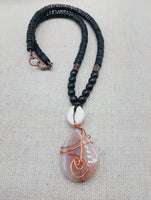 Copper Necklace Beaded Jewelry Handmade Stone Pendant