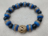 African Bracelet Ghana Beads Men Jewelry Size 8 Gift Black Blue Statement