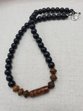 Men Beaded Necklace Black Brown Beaded Jewelry Handmade Gift Father's Day for Him