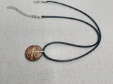 Tribal Necklace Jewelry Brown Ethnic Silver Men Carved Round Pendant