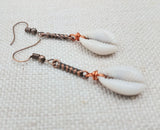 Cowrie Earrings Copper Jewelry Women Long Dangle Ethnic