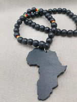 Black Africa Necklace Motherland Jewelry Handmade Wooden Black Rasta Beaded Men Large