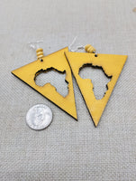 Africa Earrings Wooden Yellow Motherland Women Large Handmade