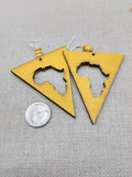 Africa Earrings Wooden Yellow Motherland Women Large Handmade
