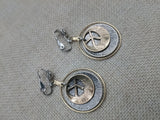 Peace Earrings Women Silver Gold Round Dangle Clip On Non Pierced Jewelry