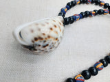 Large Cowrie Necklace Men Beaded African Ethnic Jewelry Statement Black Blue