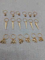 Hair Jewelry Accessories Locs Twist Braids Set of 18 Dreads Gold Accents Dangle Elephants Bells