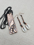 Copper Jewelry Set Bird Necklace Earrings Summer Long Dangle Women Gift