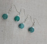 Green White Beaded Earrings Women Round Jewelry Crackle Ethnic
