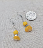 Yellow Earrings Stone Silver Dangle Drop Jewelry Handmade Women