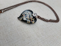 Women's Murano Heart Necklace Gold Black Copper Jewelry Glass Chain Gift Ideas