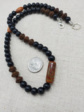 Black Brown Beaded Necklace for Him Agate Men Jewelry Gift for Him