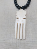 Men's African Necklace Rasta Ghana Beaded Jewelry Duafe Adinkra Black Handmade
