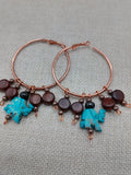 Turquoise Elephant Earrings Beaded Copper Jewelry Women