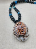 African Necklace Men Large Cowrie Shell Jewelry Black Blue Statement Beaded Ethnic